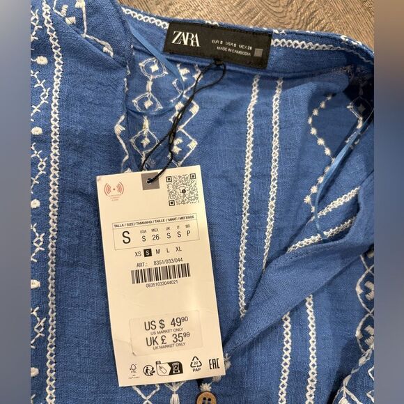 Zara Blue Patterned Blouse - Picture 4 of 5